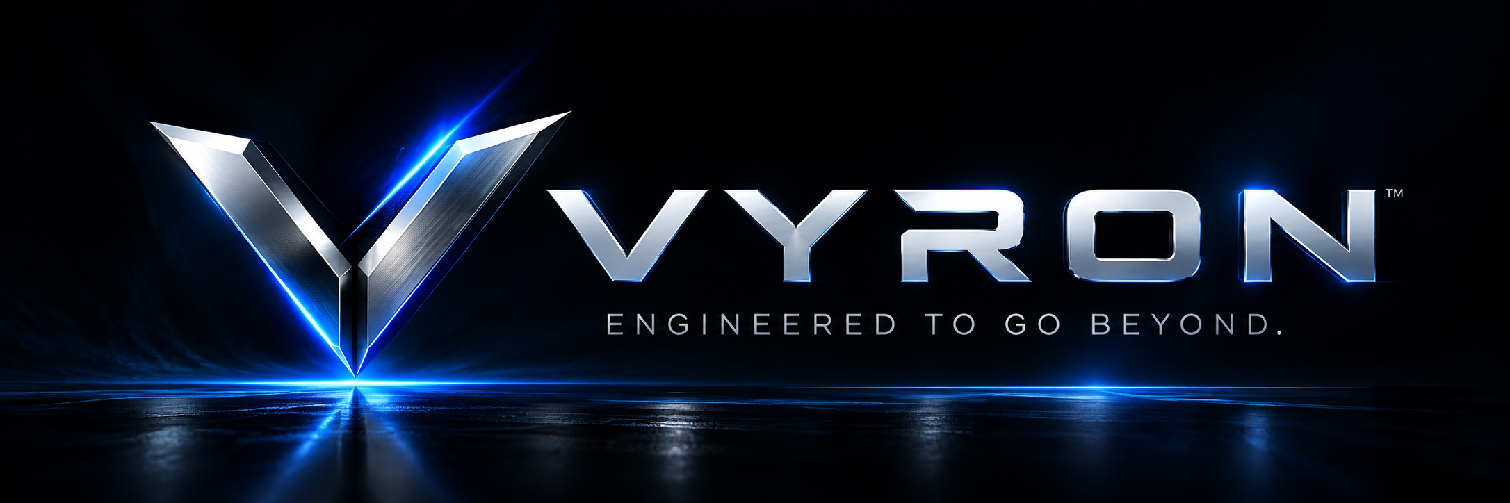 Original metallic VYRON logo and tagline