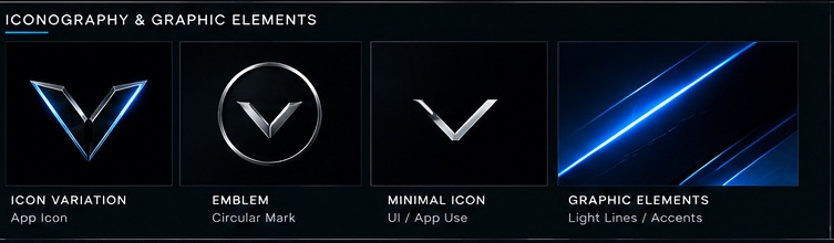 VYRON icons and electric-blue graphic elements