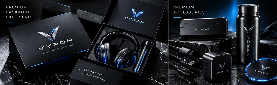 VYRON branded packaging and premium accessories
